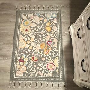 Christian Lacroix Floral Embroidered Gray  Rug